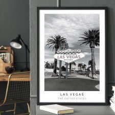 Plakat  czarno biały - LAS VEGAS 40x50 cm