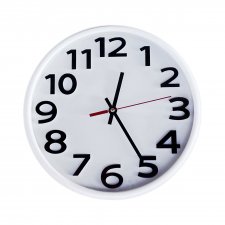 Minimalistyczny. biały, industrialny zegar ścienny, Niemcy, lata 90.
