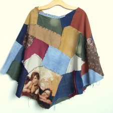 patchwork ponczo one size