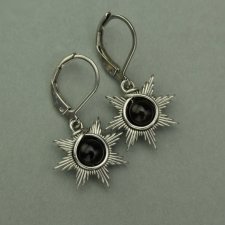 Małe kolczyki słoneczka obsydian wire wrapping słońce słońca