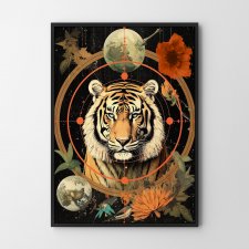 Plakat Tygrys astrologia kolaż  - format 30x40 cm