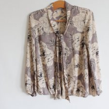 bluzka vintage George 40 wiązanie na dekolcie