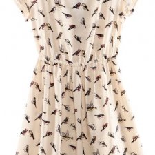 H&M Kremowa sukienka w ptaki