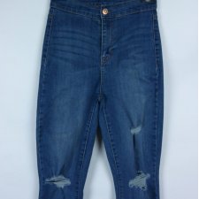 Spodnie jeans wysoki stan przetarcia - XXS / XS