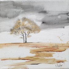 Obraz  ręcznie malowany na płótnie pejzaż drzewo