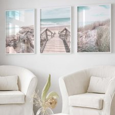 ZESTAW PLAKATÓW 50x70 cm, Pastelowe Pejzaże Morskie