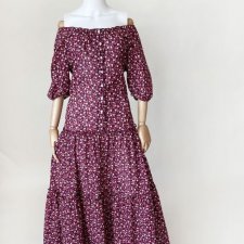Sukienka maxi kwiaty vintage 70's