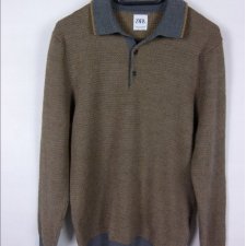 Zara cienki sweterek polo z wool / M