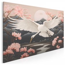 Obraz na płótnie - ORIENTALNY ŻURAW CZAPLA JAPONIA ART-DECO - 120x80 cm (106901)