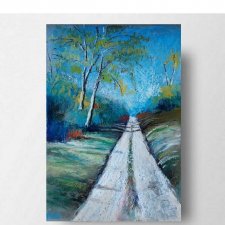 Pejzaż -praca  wykonana pastelami olejnymi