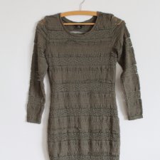sukienka vintage khaki koronka H&M OLIWKOWA