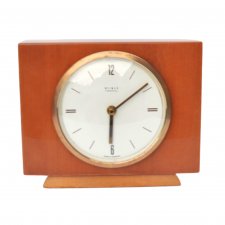 Drewniany zegar kominkowy Weimar mid-century modern, Niemcy lata 70.