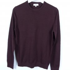 Reiss cienki wełniany sweter burgund merino wool / XS