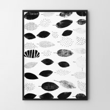 Plakat czarno-biały boho liście 30x40 cm