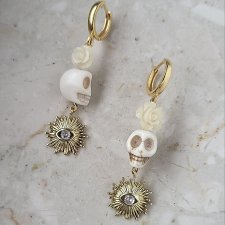 unikat/ kolczyki SUGAR SKULLS I- srebro złocone