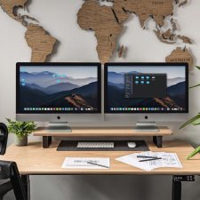 Stojak na monitory 105 cm Podstawka pod dwa monitory Półka na biurko Drewniany stojak na biurko (dąb)