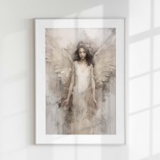 Anioł w Delikatnych Odcieniach Beżu i Bieli 40x50 cm