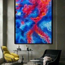 duży obraz do salonu abstrakcja olej na płótnie światło i kolor