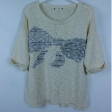 luźny sweter z kokardą beż ecru akryl 16 / 44