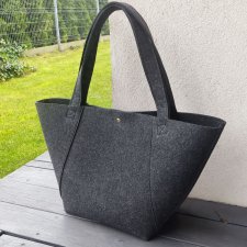 SHOPPER BAG - FILCOWA torba na ramię - grafitowa