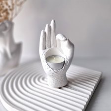 Świecznik tealight - dłoń white