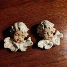dwie główki cherubinów Scioto vintage handmade