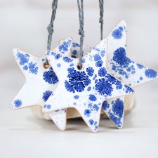 3 ceramiczne gwiazdki choinkowe - śnieg