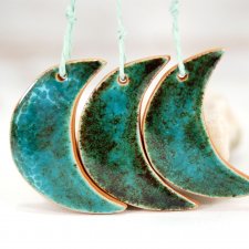 Boho księżyce - ceramiczne ozdoby choinkowe