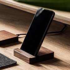 Drewniany Stojak Na Telefon Smartphone iPhone lity orzech amerykański
