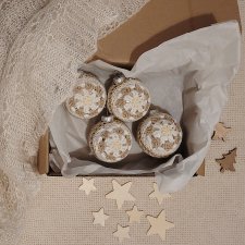 Zestaw 4 szydełkowych bombek choinkowych - beżowy