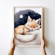 Plakat dla dzieci śpiący lisek 50x70 cm