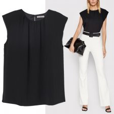 H&M klasyczna elegancka bluzka damska watowane ramiona M/L Hv284