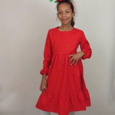 Sukienka świąteczna dla dziewczynki czerwona w gwiazdki