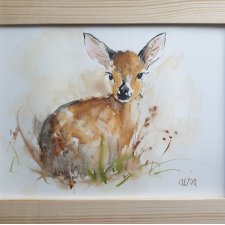 Obraz ręcznie malowany "Sarna"+rama zwierzęta leśne