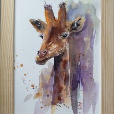 Obraz ręcznie malowany "Żyrafa"+rama