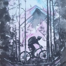 Obraz ręcznie malowany "Rower"+rama
