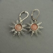 Kolczyki słoneczka kamień słoneczny, wire wrapping, stal chirurgiczna, słońce