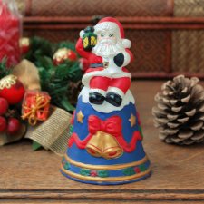 Święty Mikołaj, dzwonek, ręcznie malowana figurka, porcelana