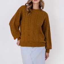 Sweter w warkoczowe wzory - SWE323 miodowy MKM