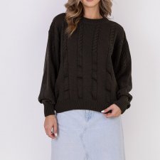 Sweter w warkoczowe wzory - SWE323 zielony MKM