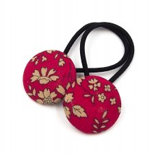 Gumki do włosów w kwiatuszki czerwono beżowe Sara