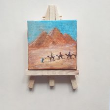 Obraz ręcznie malowany mini "Egipt" +sztaluga