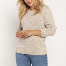Melanżowy sweter - SWE244 beżowy - melanż MKM