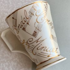 Luksusowy dla melomana ❤ Strauss, Mozart, Creseendo, Handel, Minuet ❤ Elegancki kubek 24 karatowe złoto