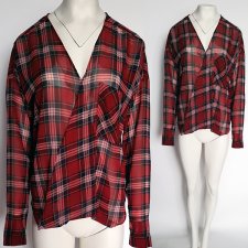 CUBUS szyfonowa przekładana bluzka w kratę R 40 L Hv264