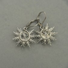 Kolczyki słoneczka kryształ górski, wire wrapping, stal chirurgiczna, słońce