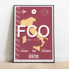 Plakat lotniczy lotnisko Rzym FCO A3