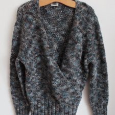 z wełną merino kardigan KOPERTOWY Ciepły sweter VINTAGE