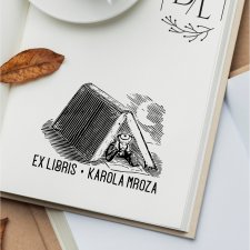 Stempel Ex Libris Exlibris personalizowany Pan pod książką