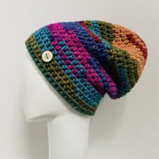 Gruba czapka beanie smerf kolorowa szydełkowa